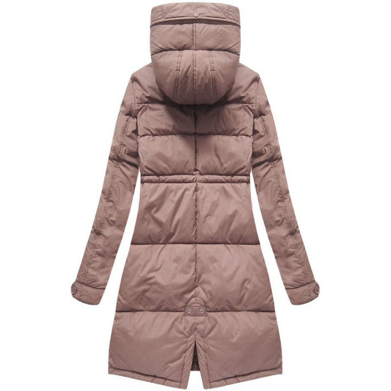 LONG HOODED WINTER JACKET VINTAGE PINK (7752) striukė