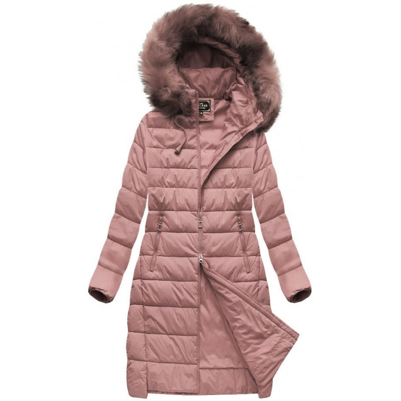 QUILTED HOODED JACKET VINTAGE PINK (7754BIG ) striukė