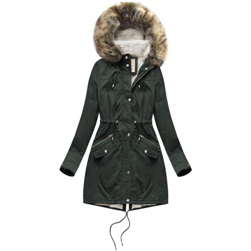 FUR HOODED PARKA ARMY (7602BIG) striukė