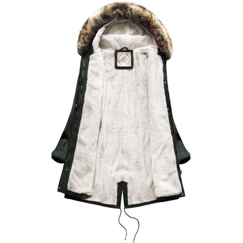 FUR HOODED PARKA ARMY (7602BIG) striukė