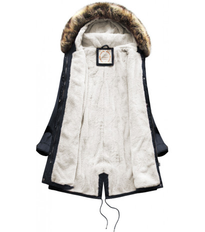 FUR HOODED PARKA NAVY BLUE (7602BIG) striukė