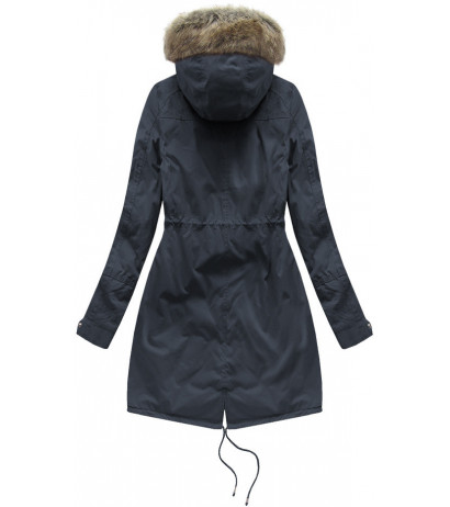 FUR HOODED PARKA NAVY BLUE (7602BIG) striukė