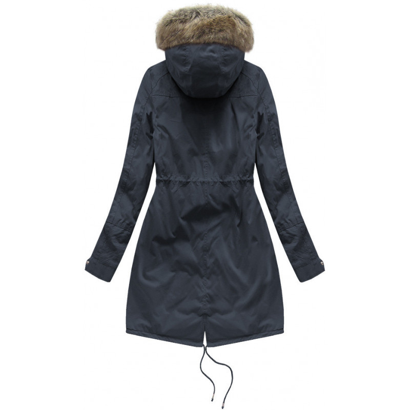 FUR HOODED PARKA NAVY BLUE (7602BIG) striukė