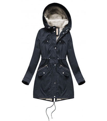 FUR HOODED PARKA NAVY BLUE (7602BIG) striukė