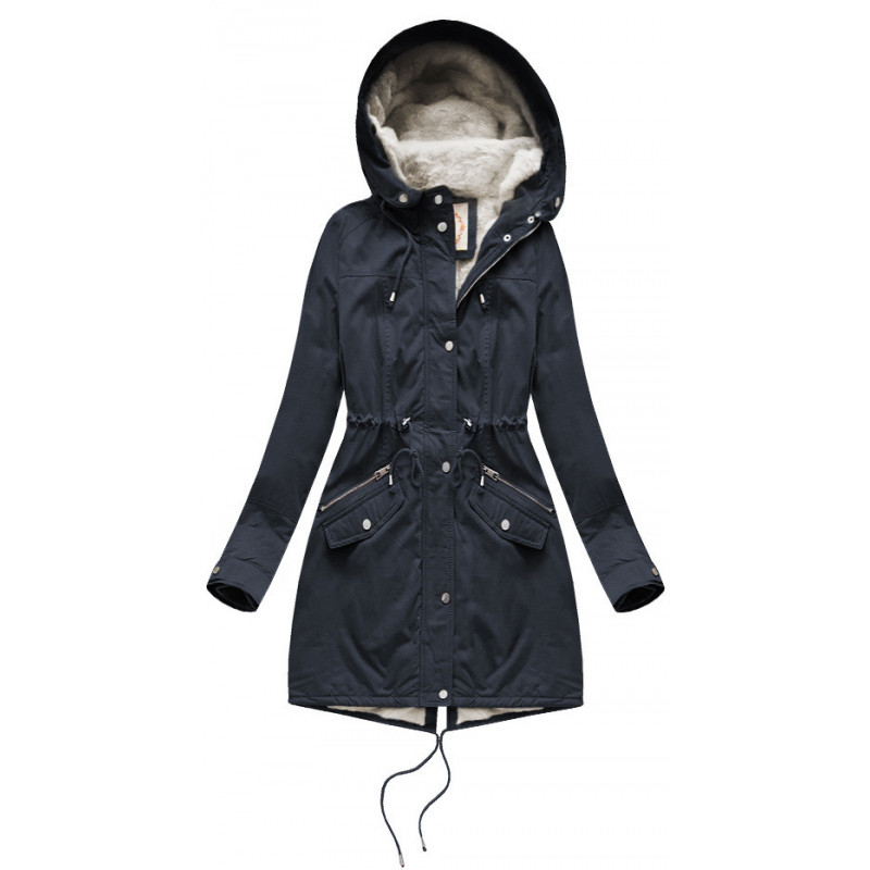 FUR HOODED PARKA NAVY BLUE (7602BIG) striukė