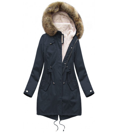 HOODED PARKA WITH LINER NAVY BLUE (7626BIG) striukė