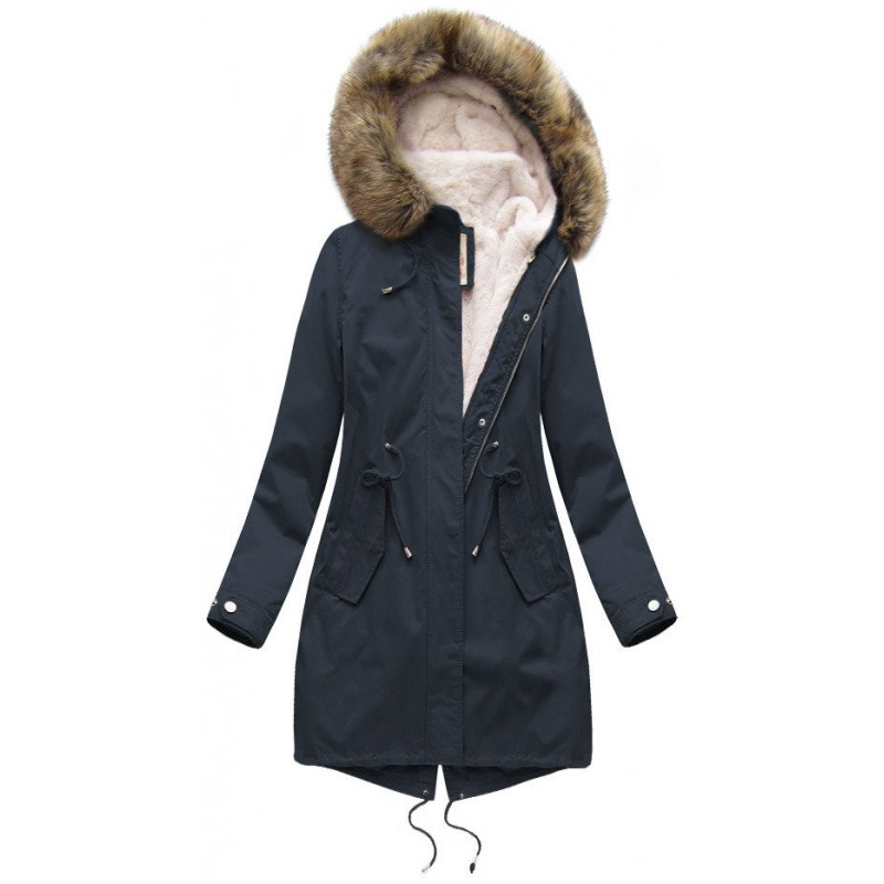 HOODED PARKA WITH LINER NAVY BLUE (7626BIG) striukė