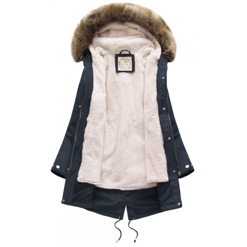 HOODED PARKA WITH LINER NAVY BLUE (7626BIG) striukė