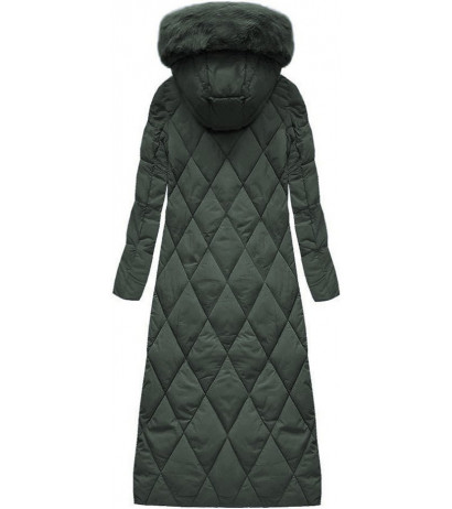 LONG WINTER HOODED JACKET GREEN (7688) striukė