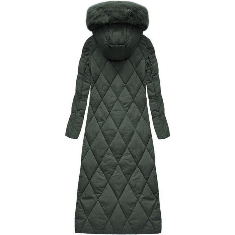 LONG WINTER HOODED JACKET GREEN (7688) striukė