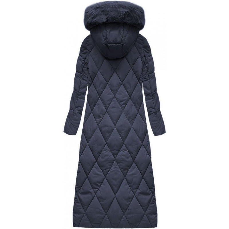 LONG WINTER HOODED JACKET NAVY BLUE (7688) striukė