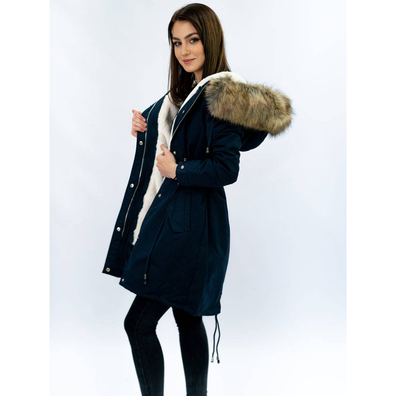 HOODED PARKA WITH LINER NAVY BLUE (7626) striukė