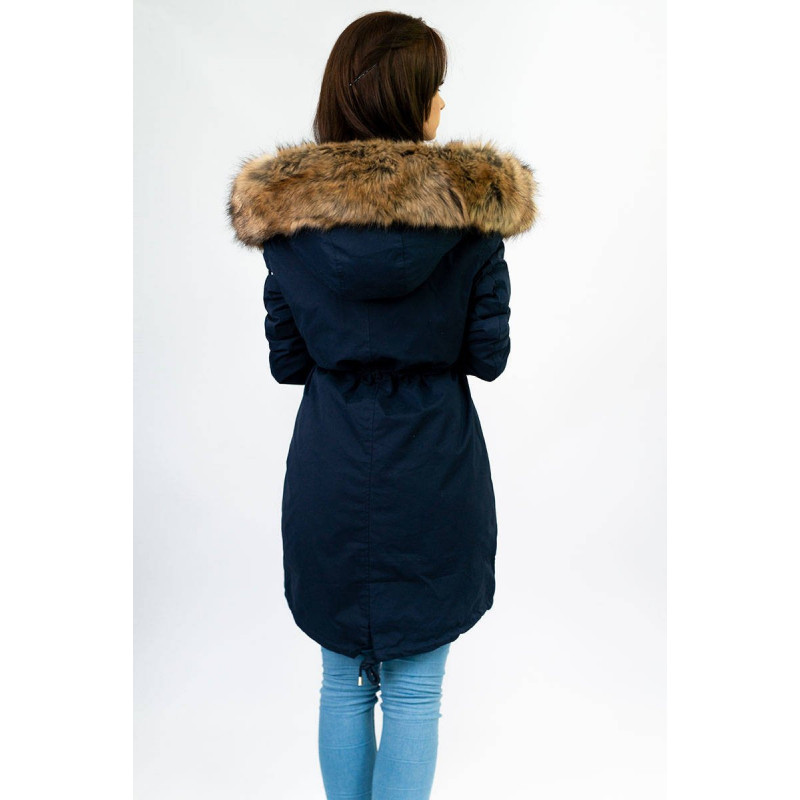 HOODED PARKA WITH LINER NAVY BLUE (7626) striukė