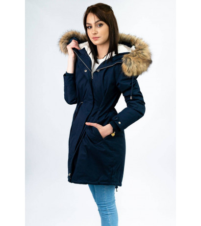 HOODED PARKA WITH LINER NAVY BLUE (7626) striukė