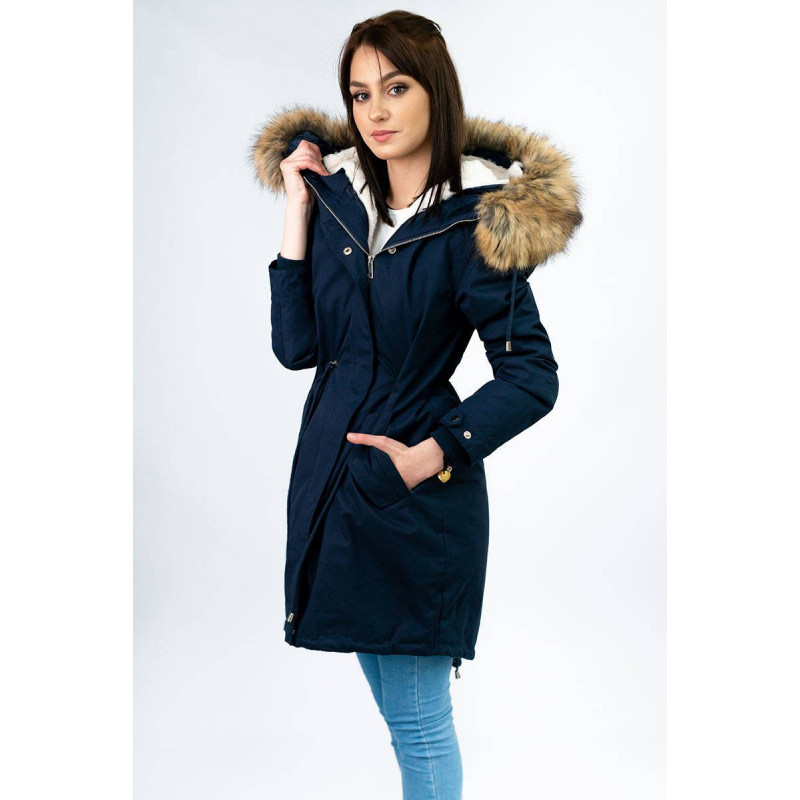 HOODED PARKA WITH LINER NAVY BLUE (7626) striukė